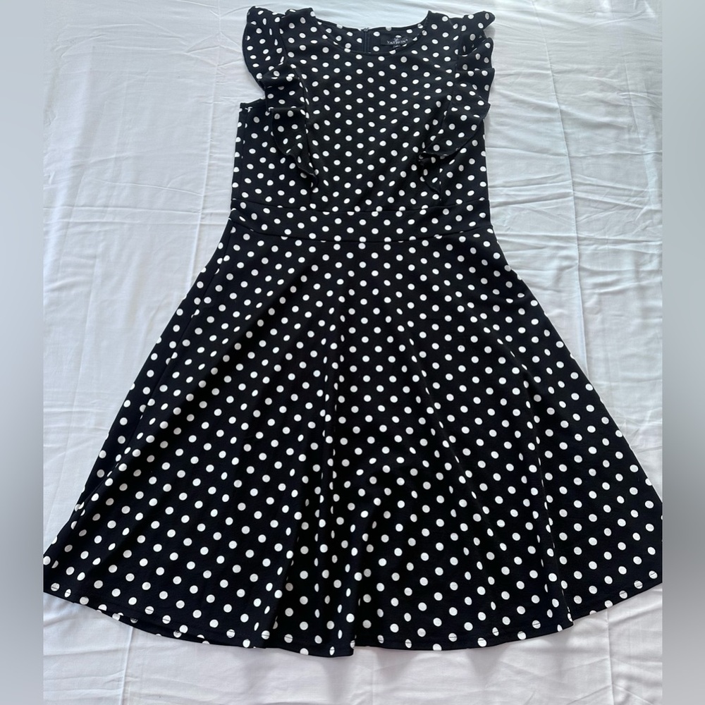 Yathon Black and White Polka Dot Dress Size XL